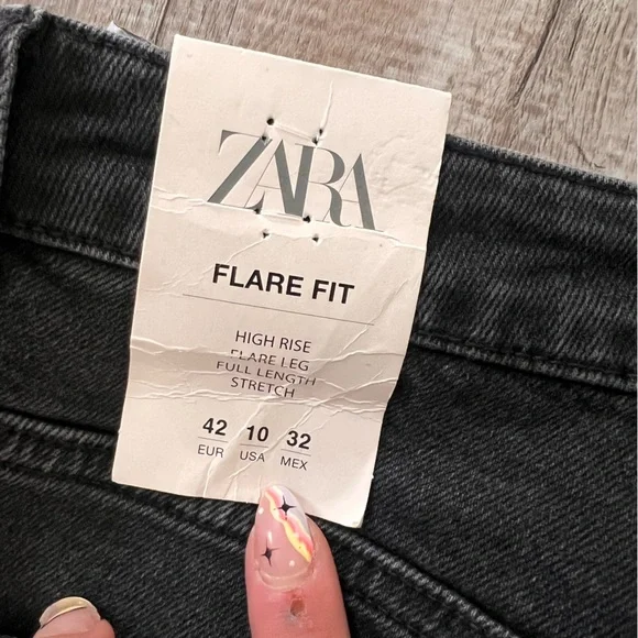 New with tags Zara high waist fit and flare full length black jeans size 10 - Picture 5 of 5